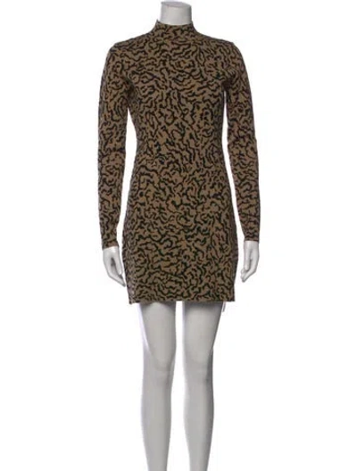 Pre-owned Frame Animal Print Mini Dress In Neutrals