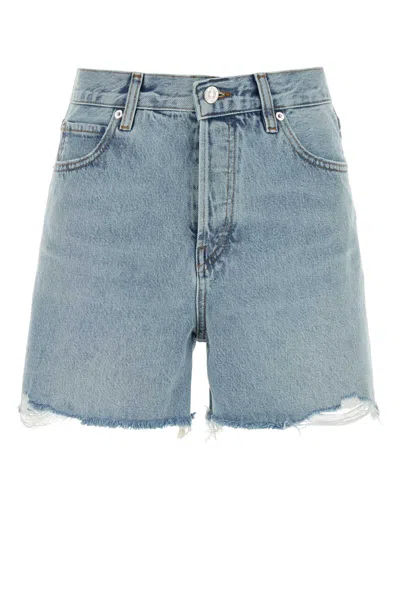 Frame Animal Print Mini Everyday Denim Shorts For Women In Blue