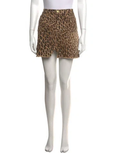 Pre-owned Frame Animal Print Mini Skirt In Neutrals
