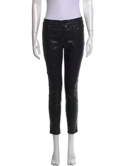 Pre-owned Frame Animal Print Skinny Leg Pants In Black