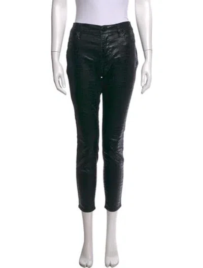 Pre-owned Frame Animal Print Skinny Leg Pants In Black