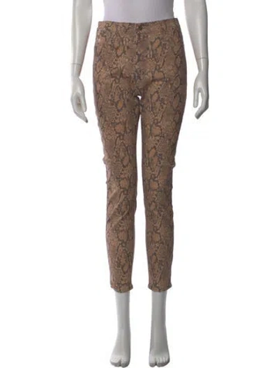 Pre-owned Frame Animal Print Skinny Leg Pants In Brown