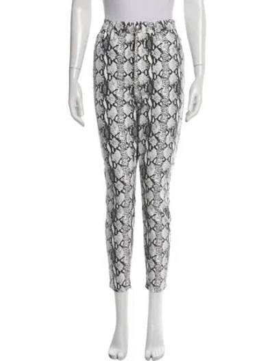 Pre-owned Frame Animal Print Skinny Leg Pants In Gray