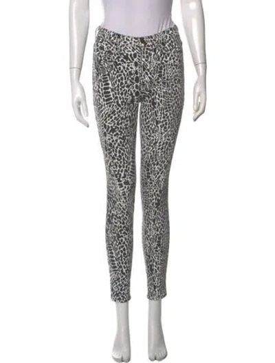 Pre-owned Frame Animal Print Skinny Leg Pants In Multicolor