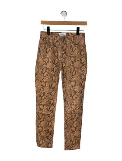 Pre-owned Frame Animal Print Skinny Leg Pants In Neutral