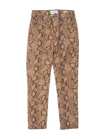 Pre-owned Frame Animal Print Skinny Leg Pants In Neutral