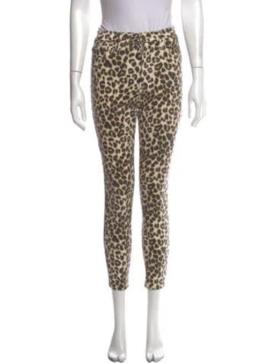 Pre-owned Frame Animal Print Skinny Leg Pants In Neutral