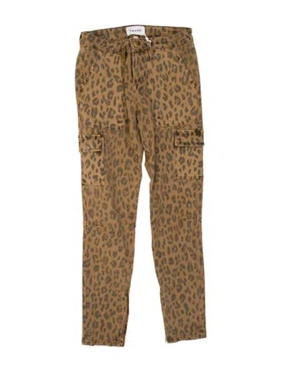 Pre-owned Frame Animal Print Skinny Leg Pants In Neutrals