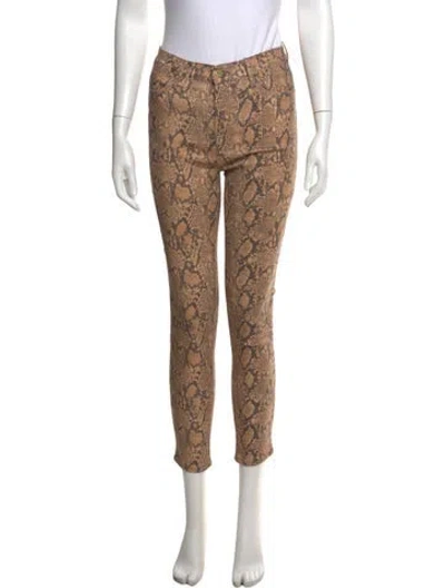 Pre-owned Frame Animal Print Skinny Leg Pants In Neutrals