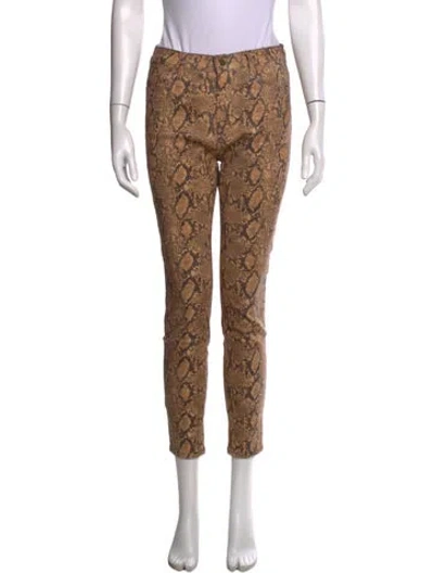 Pre-owned Frame Animal Print Skinny Leg Pants In Neutrals
