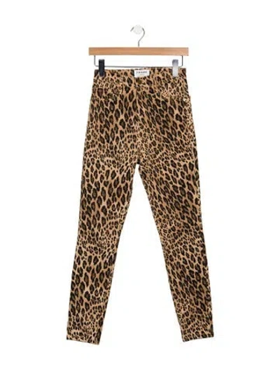 Pre-owned Frame Animal Print Skinny Leg Pants In Neutrals