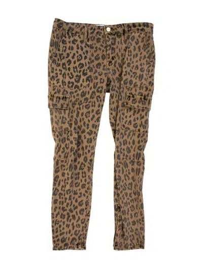 Pre-owned Frame Animal Print Skinny Leg Pants In Neutrals