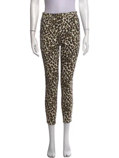 Pre-owned Frame Animal Print Skinny Leg Pants In Neutrals