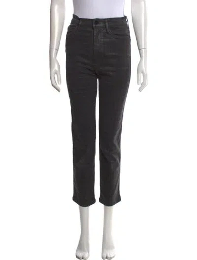 Pre-owned Frame Animal Print Straight Leg Pants In Black