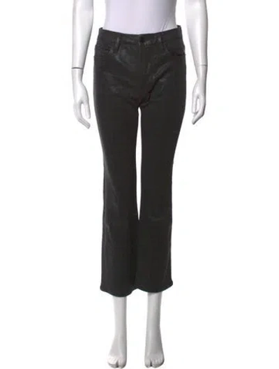 Pre-owned Frame Animal Print Straight Leg Pants In Black