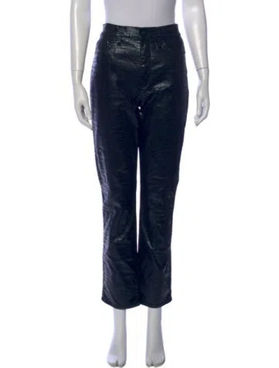 Pre-owned Frame Animal Print Straight Leg Pants In Blue