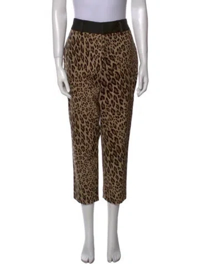 Pre-owned Frame Animal Print Straight Leg Pants In Brown