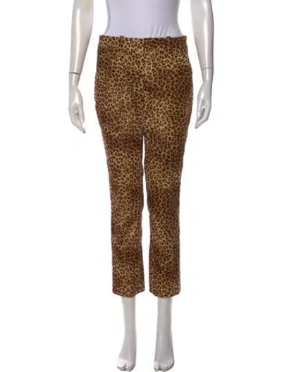 Pre-owned Frame Animal Print Straight Leg Pants In Brown/neutrals