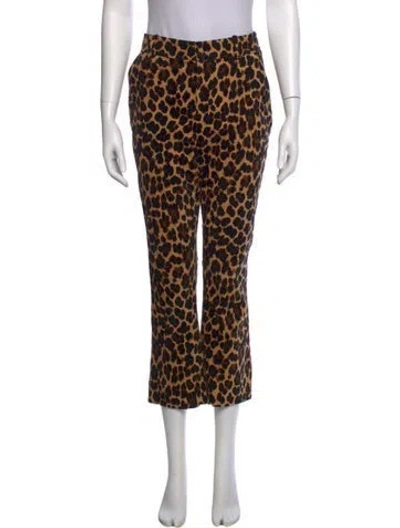 Pre-owned Frame Animal Print Straight Leg Pants In Brown/neutrals