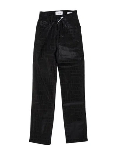 Pre-owned Frame Animal Print Straight Leg Pants In Grey