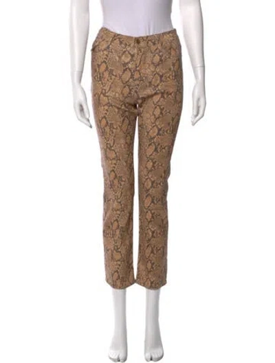 Pre-owned Frame Animal Print Straight Leg Pants In Neutral