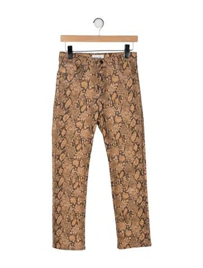 Pre-owned Frame Animal Print Straight Leg Pants In Neutral