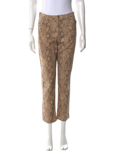 Pre-owned Frame Animal Print Straight Leg Pants In Neutral