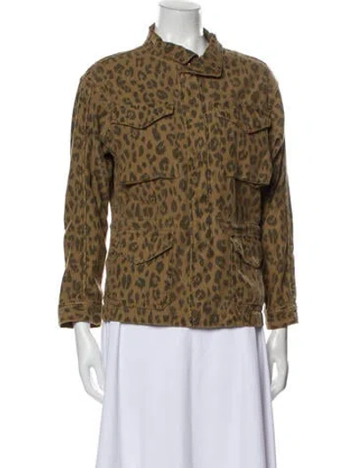 Pre-owned Frame Animal Print Utility Jacket In Brown