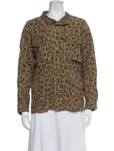 Pre-owned Frame Animal Print Utility Jacket In Brown
