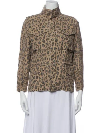 Pre-owned Frame Animal Print Utility Jacket In Brown