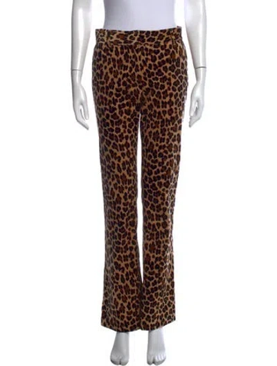 Pre-owned Frame Animal Print Wide Leg Pants In Black/brown/neutrals