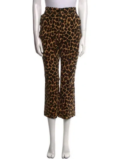 Pre-owned Frame Animal Print Wide Leg Pants In Brown