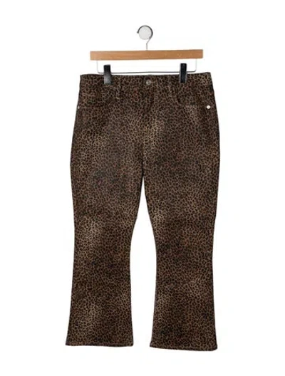 Pre-owned Frame Animal Print Wide Leg Pants In Brown