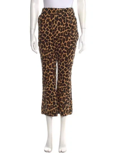 Pre-owned Frame Animal Print Wide Leg Pants In Brown