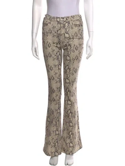 Pre-owned Frame Animal Print Wide Leg Pants In Neutral