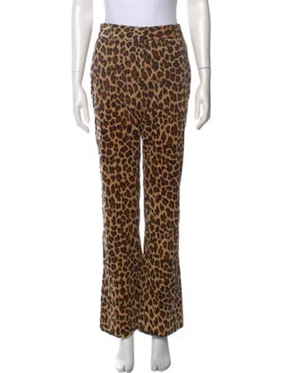 Pre-owned Frame Animal Print Wide Leg Pants In Neutral