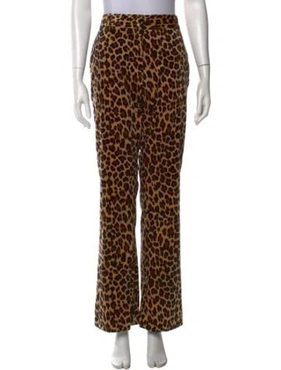 Pre-owned Frame Animal Print Wide Leg Pants In Neutral