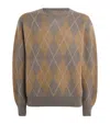 Frame Mens Taupe Multi Argyle-pattern Crewneck Knitted Jumper In Multi