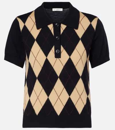 Frame Argyle Wool Polo Shirt In Blue