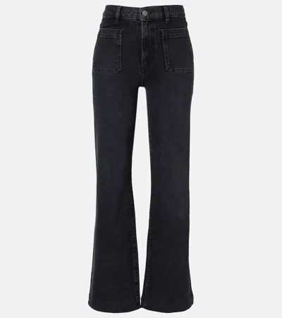 Frame Arrow High-rise Bootcut Jeans In Black