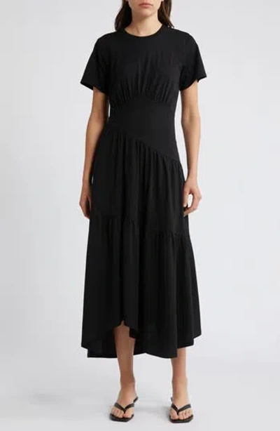 FRAME FRAME ASYMMETRIC TIERED RUFFLE KNIT DRESS