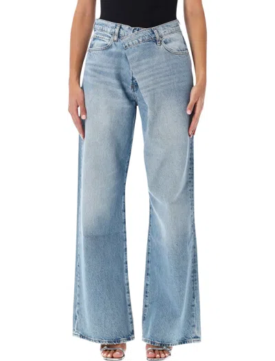 Frame Asymmetric Waist Wide-leg Jeans In Blue