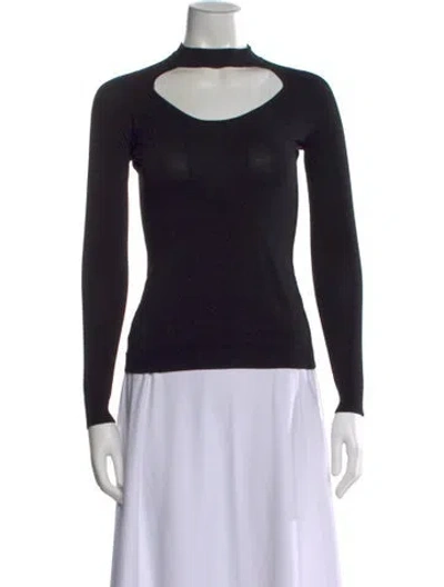 Pre-owned Frame Asymmetrical Long Sleeve Top In Black