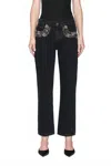 Frame The Beaded Hang Cropped Straight Leg Jeans In Black