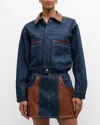 Frame Atelier Denim And Leather Bomber Jacket In Arlow