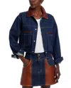 Frame Atelier Denim And Leather Bomber Jacket In Arlow