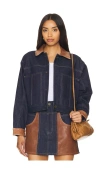 Frame Atelier Denim And Leather Bomber Jacket In Arlow
