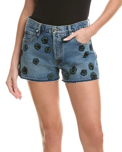 Frame The Hang Embellished Denim Shorts In Dark Wash