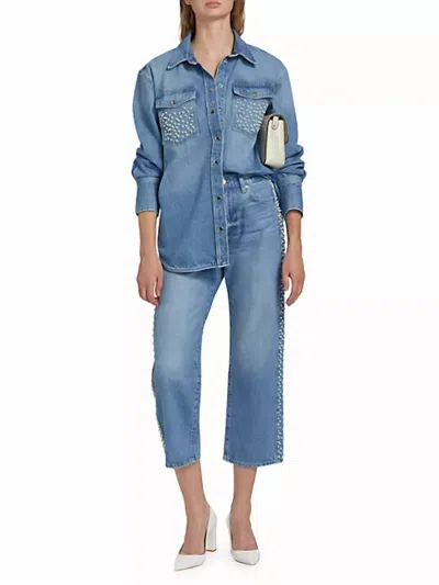 Frame Atelier Oversized Shirt Jacket In Daylight Pearl In Multi