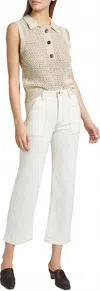 Frame Au Natural Trapunto Straight Pants In White In White